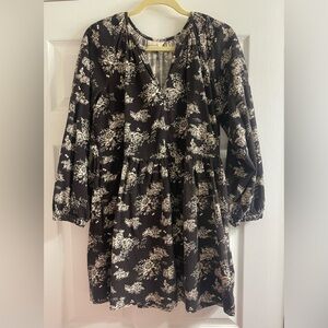 Universal Thread Women's Balloon Long Sleeve Corduroy Shift Dress black/cream M